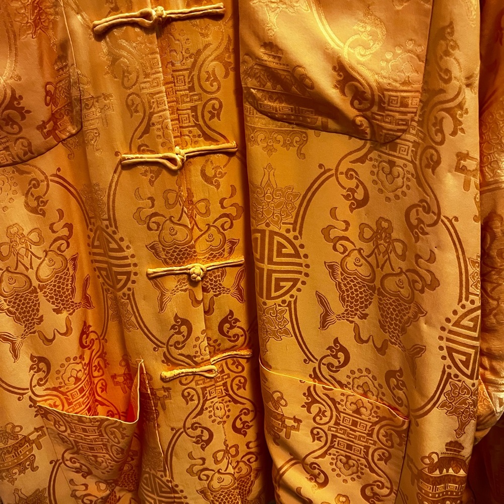 Shanghai Tang Reversible Tangerine Silk Kimono Koi Jacket 8